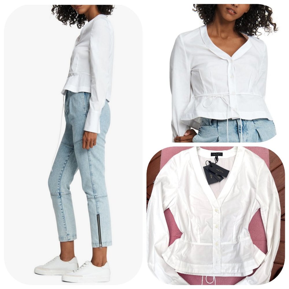 NWT Rag & Bone Victorine Tied Peplum Shirt